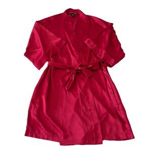 Victoria’s Secret Kimono Robe XS S Rich Red Silky Satin Short Pockets Sleepwear